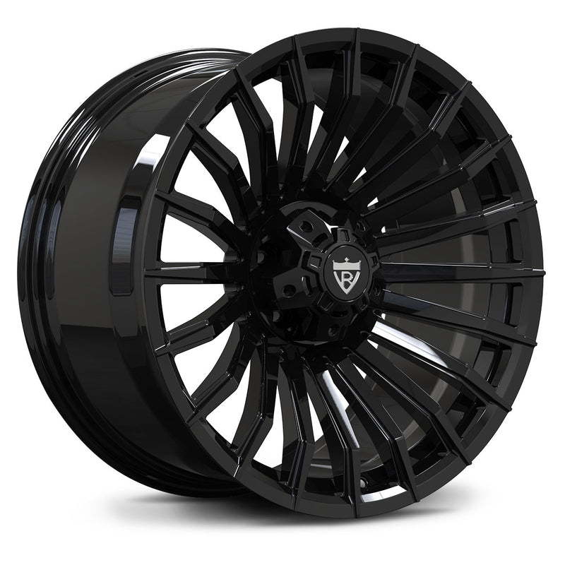 RVRN RT-02M multi spoke forged wheel for Range Rover applications, black finish with deep concave styling and premium forged construction