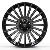 RVRN RT-02M custom forged monoblock wheel for Defender 110 featuring deep concavity, lightweight engineering and black gray finish