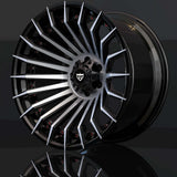 RVRN RT-02 20 inch forged truck wheels for Ford F150 with a super deep concave 3-piece profile and black with black chrome finish