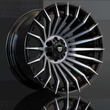 RVRN RT-02 lightweight 3-piece forged truck wheels for Dodge Charger with a super concave profile and black with black chrome finish