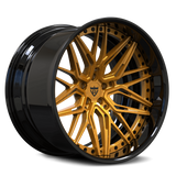 McLaren fitted with RVRN RV-T081 deep dish wheels in transparent gold with black finish, lightweight forged performance styling