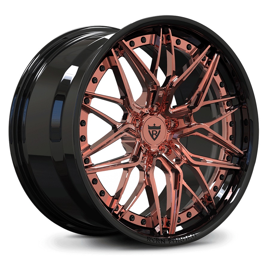 Custom forged 2-piece rose gold wheels for Toyota Supra, featuring a sleek design and aerospace-grade aluminum, perfect for performance.