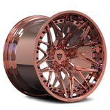 RVRN RV-C081 custom forged 2-piece concave wheel with polished rose gold finish detail for Corvette performance builds