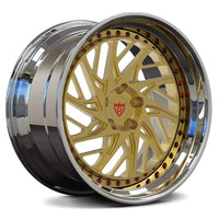 Gold custom 3-piece wheels RV-C13 by RVRN Wheels, tailored for enthusiasts who demand quality and style. Custom made to order for any vehicle