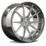RVRN RV-DB082 custom forged 10 spoke 2-piece wheel for Porsche 911 in chrome with polished finish, built for lightweight performance and custom vehicle fitment