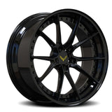 All gloss black with yellow Corvette Emblem logo on the caps, RVRN custom forged 10-spoke wheels luxury for Corvette upgrades