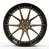 Ferrari multi spoke forged wheels RVRN RV-DB082 black with matte bronze premium custom finish