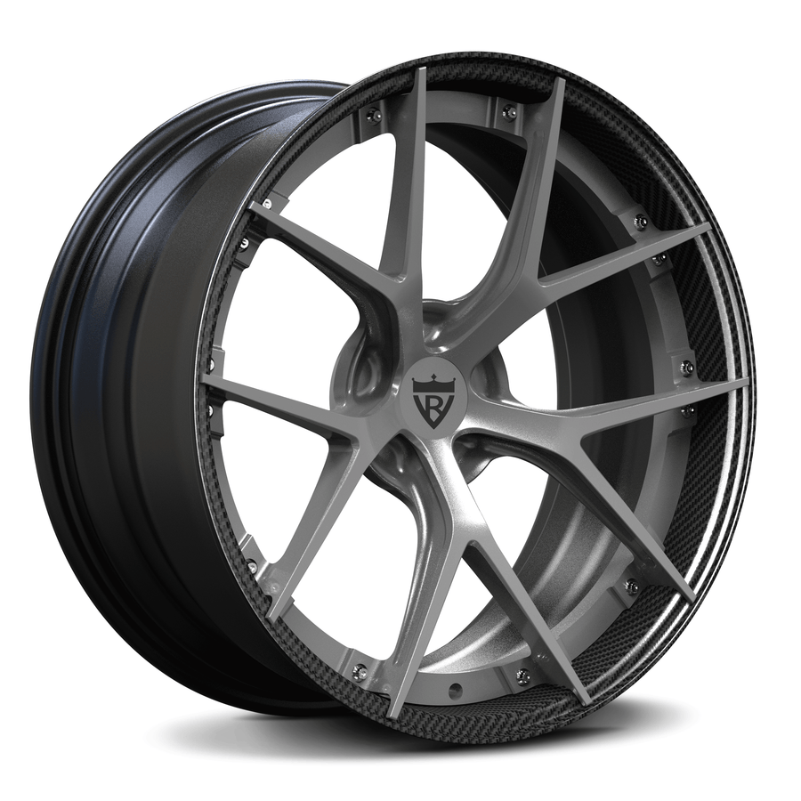 RVRN RV-DB189 forged Y spoke carbon fiber wheels for BMW M4 with carbon fiber and gray finish, lightweight 2-piece performance wheel design