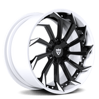 RVRN RV-DC01 custom Corvette forged wheels in black and white finish, engineered for lightweight performance and unique styling