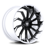 RVRN RV-DC01 custom Corvette forged wheels in black and white finish, engineered for lightweight performance and unique styling