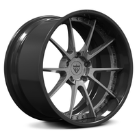 RVRN RV-DC02 custom forged 10 spoke deep dish wheels for BMW M4 CSL with brushed gray spokes and dark gunmetal gray barrel, lightweight 2-piece performance wheel design