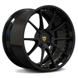 RVRN RV-DC02 custom forged 10 spoke deep dish wheels for BMW M4 CSL with matte black spokes and gloss black barrel, aggressive 2-piece performance wheel styling