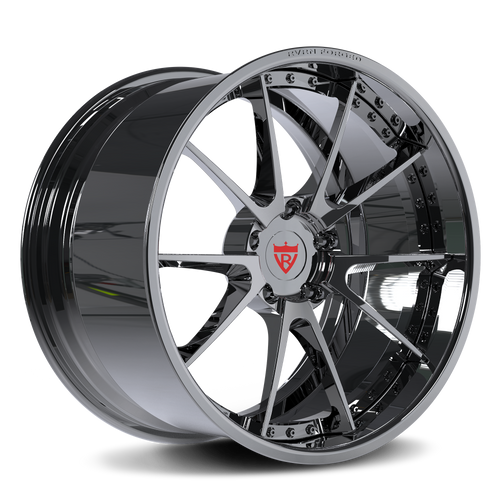 RVRN RV-DC02 forged 10 spoke deep dish wheels for Corvette C7 Z06 in all chrome, custom 2-piece construction with a bold performance design