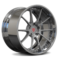 RVRN RV-DC02 forged 10 spoke deep dish wheels for Mercedes-AMG GT R with brushed gray spokes and chrome barrel, custom 2-piece wheels engineered for performance fitment