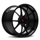 RVRN RV-DC02 custom forged 10 spoke deep dish wheels for Porsche 911 GT3 in all gloss black, 2-piece performance construction for a precise fit