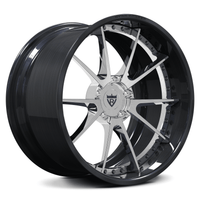 RVRN RV-DC02 custom forged 10 spoke deep dish wheels for Porsche 911 GT3 with brushed spokes and brushed black barrel, lightweight performance-focused 2-piece design