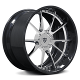 RVRN RV-DC02 custom forged 10 spoke deep dish wheels for Porsche 911 GT3 with brushed spokes and brushed black barrel, lightweight performance-focused 2-piece design