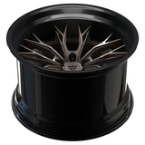 RVRN RV-DC04 custom forged 2-piece deep dish Y-spoke wheels for BMW M4 in black with bronze, combining a deep concave profile with lightweight performance construction