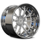 RVRN RV-DC04 custom forged 2-piece deep dish Y-spoke wheels for Corvette C8 in polish with chrome, precision-built for custom fitment and a distinctive performance appearance