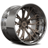 RVRN RV-DC04 custom forged 2-piece deep dish Y-spoke wheel for Porsche 911, finished in bronze with chrome and built for a precise performance fitment
