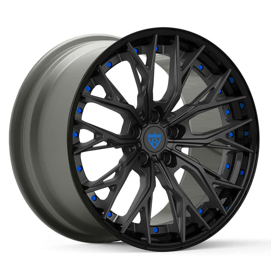 RVRN RV-DC04 Corvette E-Ray forged Y spoke wheels featuring black and gunmetal finish, custom forged construction with performance-oriented fitment