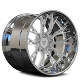 RVRN RV-DC04 forged Y spoke old school wheels in chrome with polish for Ford Mustang