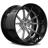 RVRN RV-DC05 deep dish 10 spoke forged wheel for Bentley Bentayga with brushed silver spokes and gloss black barrel, custom SUV wheels combining lightweight forged construction with an aggressive deep dish design