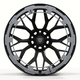 RVRN RV-DC09 custom forged concave black wheel for McLaren 720S featuring lightweight monoblock construction and carbon fiber spoke accents