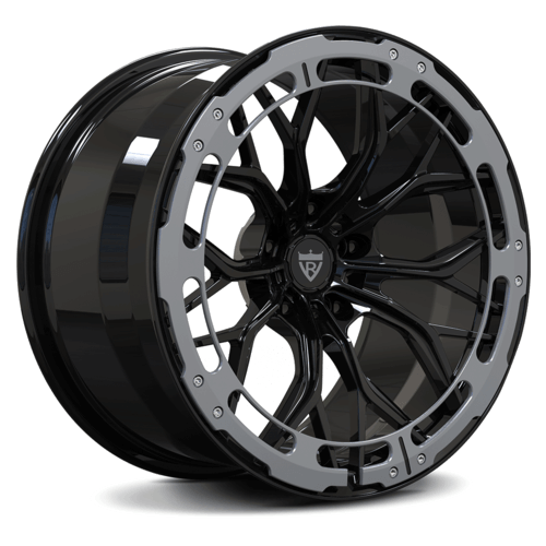RVRN RV-DC09 forged Y spoke black wheel for Corvette C8 Z06 with deep concave styling and carbon fiber plates across the spokes