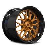 RV-DC12 2-piece forged wheel gloss black barrel brush bronze spoke Y-spoke bridge design