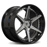 RVRN RV-DC19 C8 custom forged 6 spoke concave wheels in black with chrome detailing for a sharp performance appearance