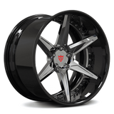 Black with chrome RV-DC19 forged wheels designed for Challenger and Charger performance builds