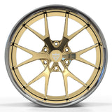 RVRN RV-DC23 chrome and frozen gold forged deep dish truck wheel for Chevrolet Silverado 1500 custom builds