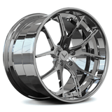 RVRN RV-DC24 custom forged 2-piece Corvette concave wheels with an all chrome finish and distinctive Y spoke design