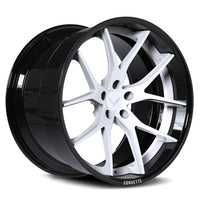 RVRN RV-DC24 custom concave forged wheels for Corvette with white spokes and gloss black barrel, designed for personalized fitment and performance builds