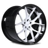 RVRN RV-DC24 custom concave forged wheels for Corvette with white spokes and gloss black barrel, designed for personalized fitment and performance builds