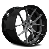 RVRN RV-DC24 custom forged Y spoke wheels for Porsche 911 with gunmetal spokes and gloss black barrel, engineered for performance fitment