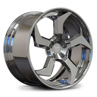 Full chrome RV-DC25 forged 2-piece 5 Spoke wheel engineered for custom sports car and Corvette wheel applications