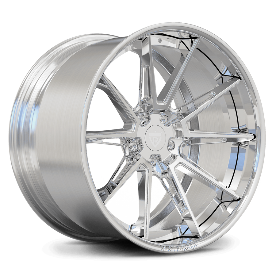 RVRN RV-DC26 forged multi spoke Corvette wheels brushed aluminum and polished lip custom performance wheels