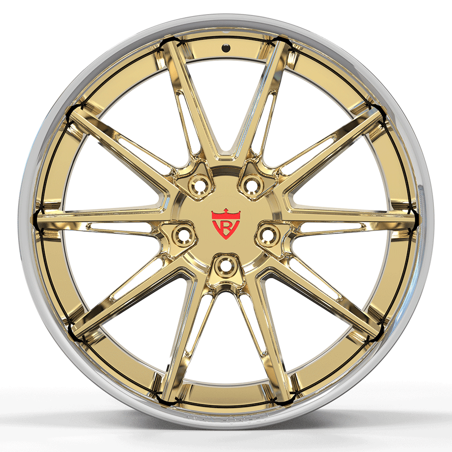 Frozen Gold RV-DC26 forged Corvette C8 wheels with custom engineered fitment and advanced forged wheel technology