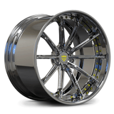 Custom forged RV-DC29 chrome wheels designed for Corvette C8 Z06 with deep concave profile and performance fitment