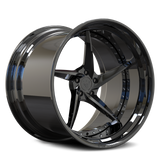 RVRN RV-DC35 black chrome 2-piece forged wheel for C8 Corvette builds, three-quarter view