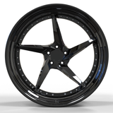 RVRN RV-DC35 black chrome 5-spoke forged wheel for C8 Corvette applications, front view