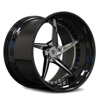 RVRN RV-DC35 gloss black 5-spoke wheel with chrome spokes for a custom C8 Corvette build
