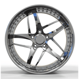 RV-DC36D chrome deep dish wheel close-up detail highlighting forged aluminum construction, deep lip styling for Corvette performance setups