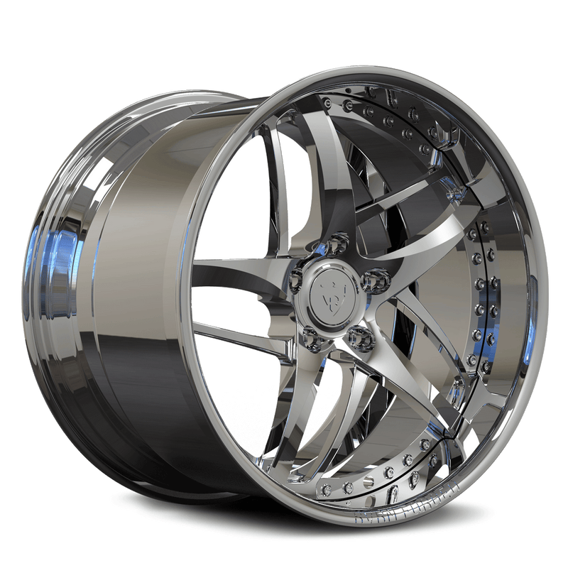 DC36D chrome deep dish forged wheel front view for classic cars and Corvette