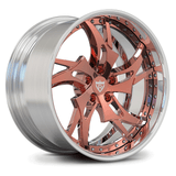 RVRN RV-DC39 rose gold and chrome forged directional wheels with deep dish profile designed for custom Dodge performance builds