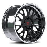 RVRN RV-DC56 forged 2-piece Corvette C8 wheels featuring Y spoke, deep dish and step lip styling in polished with black finish, custom lightweight performance wheel fitment