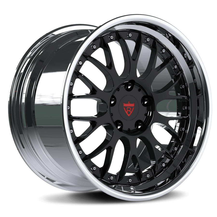 RVRN RV-DC56 Ferrari wheels featuring forged Y spoke design and deep lip construction for Ferrari 296 GTB in black and chrome finish custom forged wheel