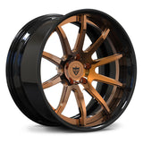 Bronze and black custom forged deep lip wheels for classic Chevy muscle car
